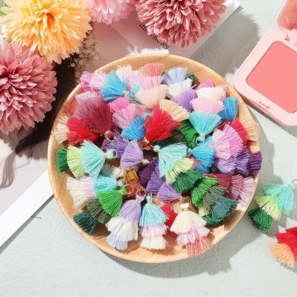 90 COLORFUL TIERED TASSELS for Earrings, Keychains, Crafts & More! 10 Colors - Picture 2 of 15